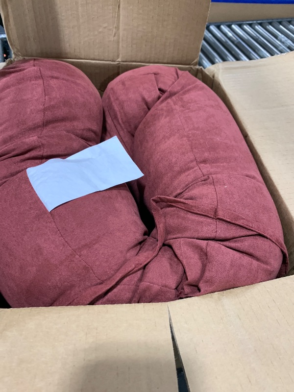 Photo 1 of Blazing Needles Solid Microsuede Swivel Rocker Chair Cushion, 48" x 24", Red Wine