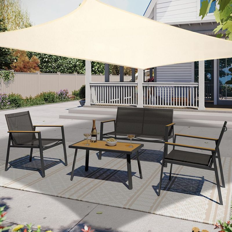 Photo 1 of 10' x 13' Sun Shade Sail, Rectangle Waterproof Canopy Awning UV Block Sunshade for Outdoor Patio Garden Terrace Backyard Pergola Sunscreen (Ivory) (Customization Acceptable