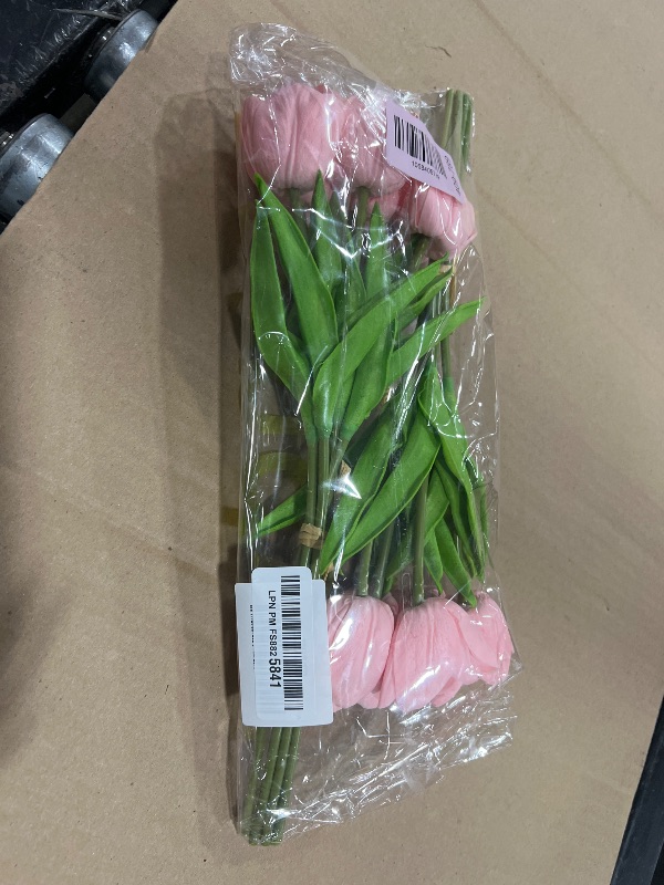 Photo 1 of  Real Touch Artificial Tulips Flowers, PU Material Vibrant Colors, Ideal for Home, Wedding, and Party Decor, Great Gift Idea, (Pinkest)