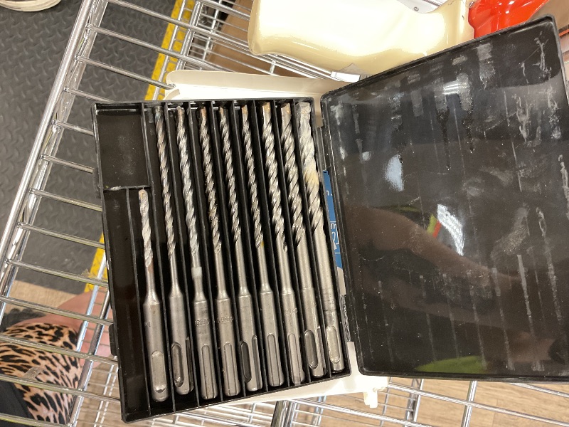 Photo 1 of 10-Piece SDS Plus Drill Bits Rotary Hammer Drill Bit Set, Carbide Tipped for Drilling Concrete Cement Porcelain Tiles Ceramic Pots Stone Brick, Dia 3/16" 1/4" 5/16" 3/8" 1/2"