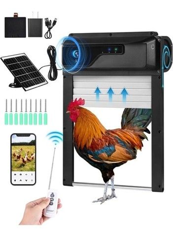 Photo 1 of Automatic Chicken Coop Door with HD Camera, Solar Powered, 5000mAh Battery, WiFi