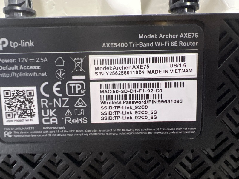 Photo 1 of TP-Link AXE5400 Tri-Band WiFi 6E Router (Archer AXE75), 2025 PCMag Editors' Choice, Gigabit Internet for Gaming & Streaming, New 6GHz Band, 160MHz, OneMesh, Quad-Core CPU, VPN & WPA3 Security