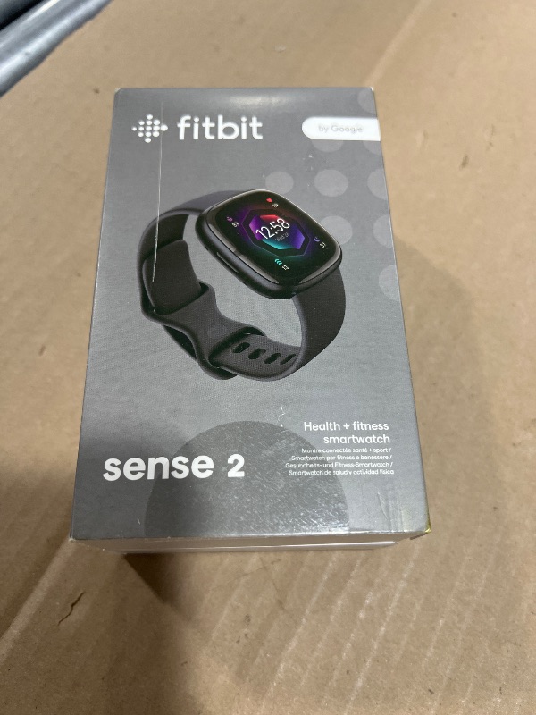Photo 1 of Fitbit Sense 2 Advanced Health and Fitness Smartwatch with Tools to Manage Stress and Sleep, ECG App, SpO2, 24/7 Heart Rate and GPS, Shadow Grey/Graphite, One Size (S & L Bands Included)