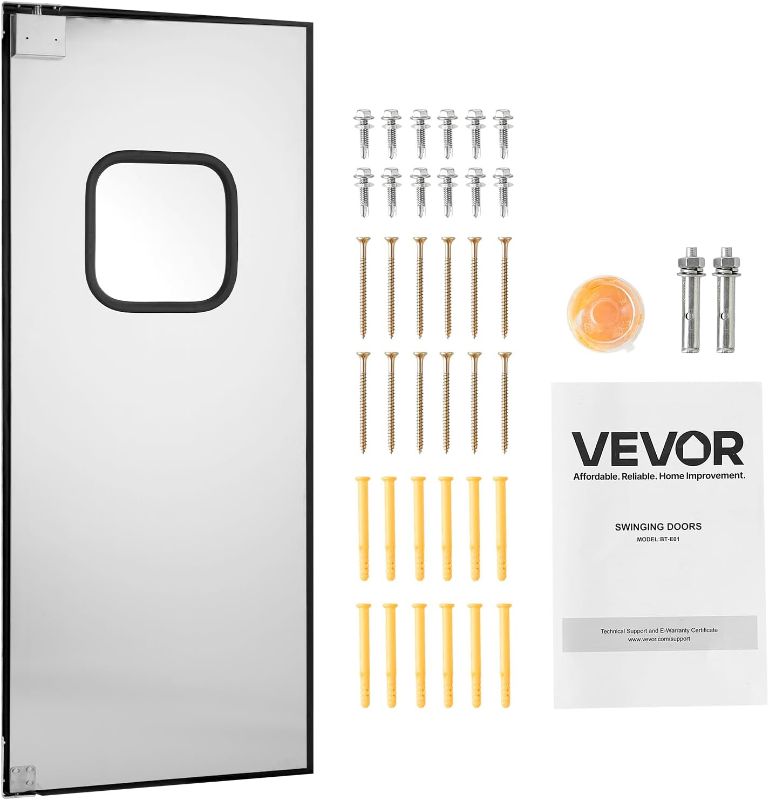 Photo 1 of VEVOR Traffic Swing Door, Single Panel Fits Door Opening 36" W x 84" H, Stainless Steel Commercial Swinging Doors with Hardware & Accessories, Ideal for Residential Use, Durable & Easy to Install