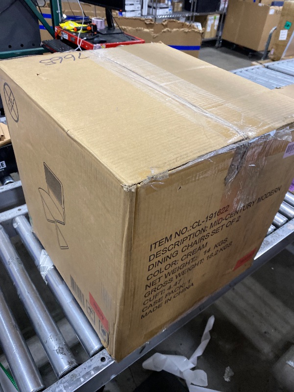 Photo 1 of CangLong Rattan Dining Chairs Set of 2, Modern Kitchen Chairs with Natural Mesh Rattan Backrest & Solid Thick Metal Legs, Upholstered Fleece Armless Side Chairs for Living Room, Study, Cream