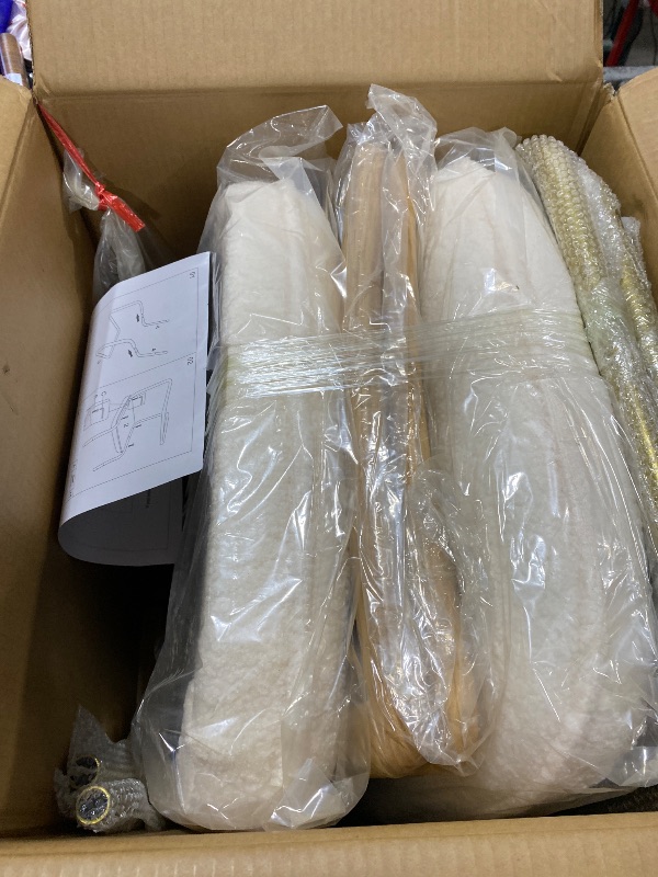 Photo 1 of CangLong Rattan Dining Chairs Set of 2, Modern Kitchen Chairs with Natural Mesh Rattan Backrest & Solid Thick Metal Legs, Upholstered Fleece Armless Side Chairs for Living Room, Study, Cream