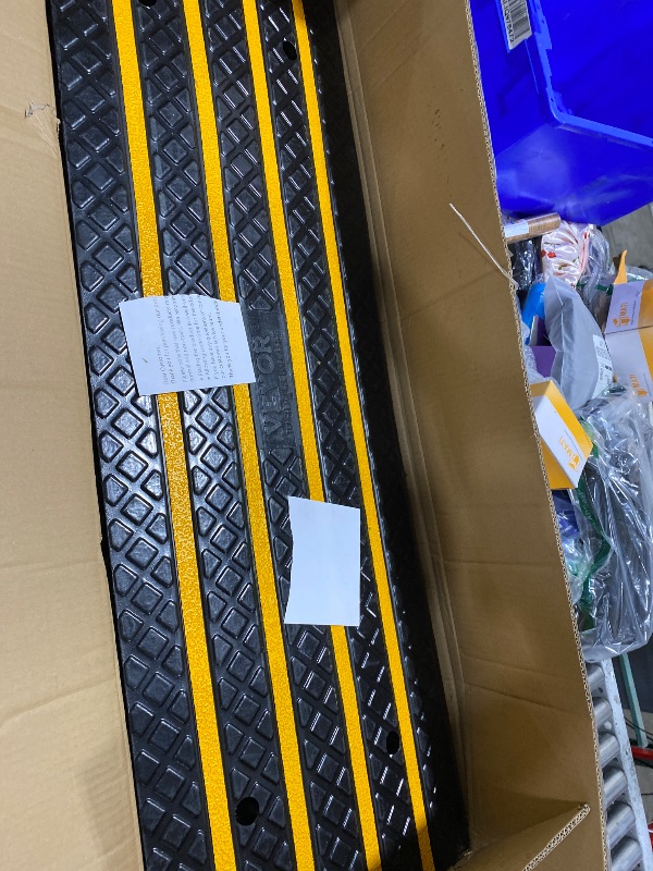 Photo 1 of VEVOR Car Driveway Rubber Curb Ramp, 2 Pack 48.8-inch-Long Heavy Duty Low Profile Slope Ramps, 2.6’’ Rise, 33069 lbs Load Capacity, Reflective Safety Strips, for Vehicles, RVs, and Wheelchairs
