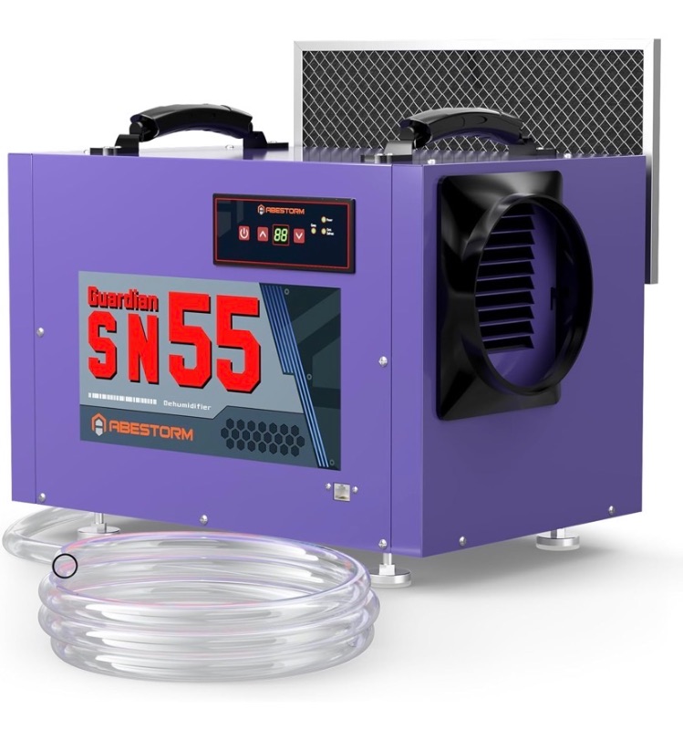 Photo 1 of Abestorm Crawl Space Dehumidifier with Hose, 113 Pint Commercial Dehumidifiers Up to 1,200 sq. ft. for Basement, Under House, Humidity Control, Auto Defrosting, Memory Starting(Guardian SN55)