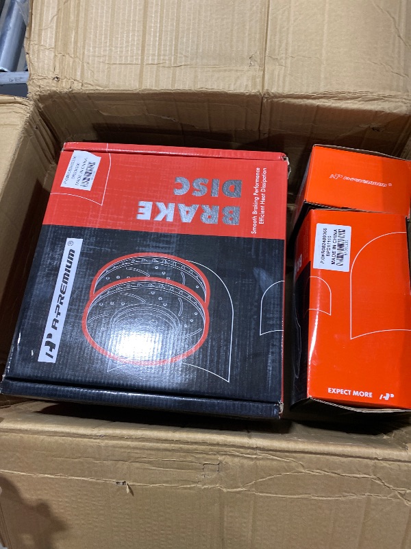 Photo 1 of A-Premium Front and Rear Drilled and Slotted Disc Brake Rotors + Ceramic Pads Kit Compatible with Audi Models - A4, A4 Quattro, 2005 2006 2007 2008 2009, 12-PC Set