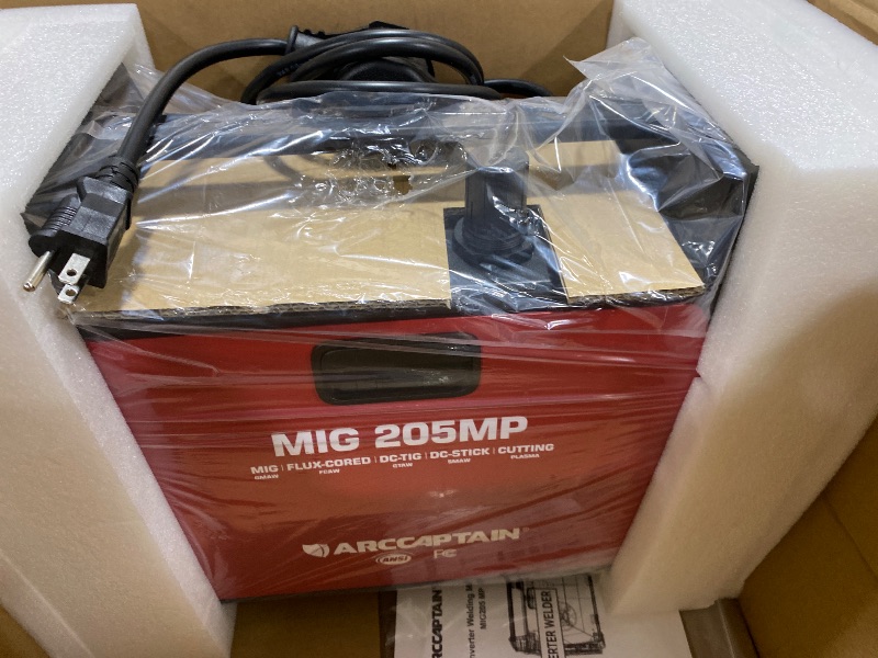 Photo 1 of ARCCAPTAIN MIG205MP MIG Welder 9 IN 1 iControl APP Control Plasma Cutter/Pulsed MIG/Flux Core/Spool Gun/DC HF/Lift TIG/Clean/Stick Aluminum Welding Machine 120/240V Dual Voltage Multiprocess Welder