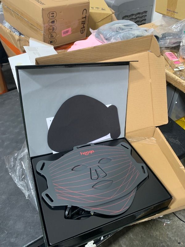 Photo 1 of Hooga Red Light Therapy LED Mask and Neck Piece Combo Set, Tri Chip LEDs, 630 nm and 660nm Red & 850nm Near Infrared, Adjustable, USB Type-C Rechargeable