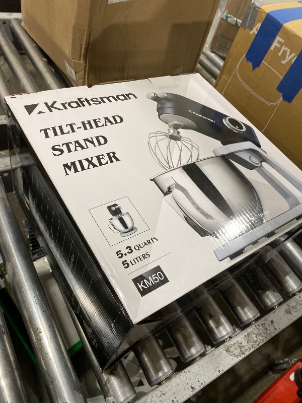 Photo 1 of Kraftsman Stand Mixer Heavy Duty - All Metal Kitchen Standing Mixer 5.3 Quart with 4 Stainless Steel Attachments, DC Motor & Multifunctional Power Hub, 8-Speed & Timer, Lower Noise (Red)