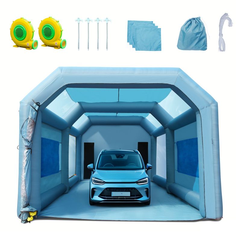 Photo 1 of VEVOR 23x13x8.5ft Inflatable Paint Booth, Inflatable Spray Booth, High Powerful 480W+750W Blowers Spray Booth Tent, Car Paint Tent Air Filter System for Car Parking Tent Workstation Motorcycle Garage
