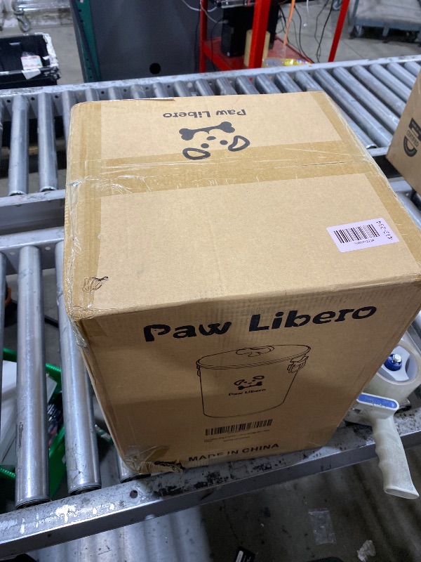 Photo 1 of Paw Libero 25 Lbs Stainless Steel Dog Food Storage Container with Airtight Wooden Lid & Ceramic Bone Handle, Large Metal Dog Food Bin for Dogs & Cats, Keep Fresh, Easy to Clean
