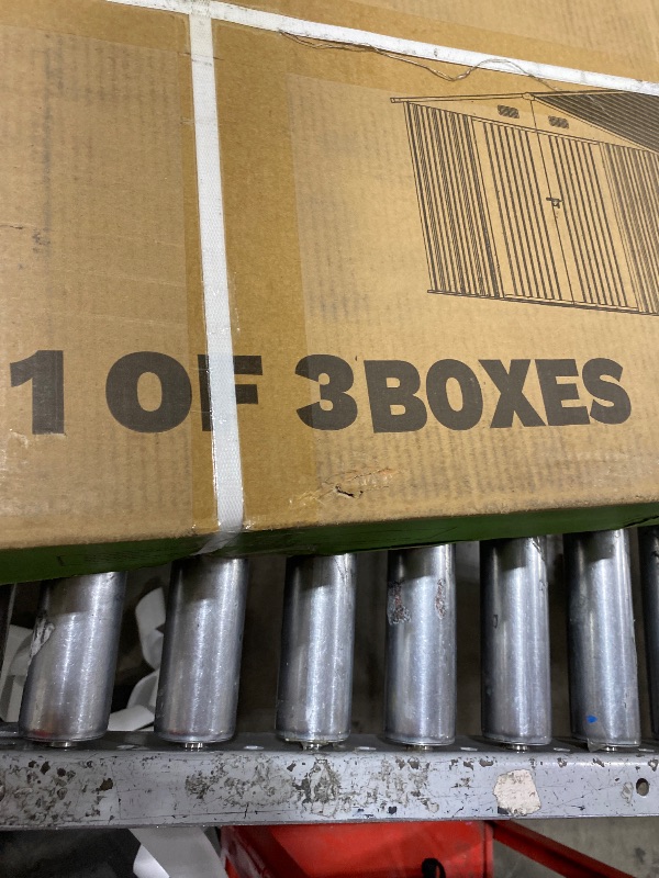 Photo 1 of Patiowell 8x10 FT Outdoor Storage Shed, Large Garden Tool Metal Shed with Sloping Roof and Double Lockable Door, Outdoor Shed for Backyard Garden Patio Lawn, Brown
