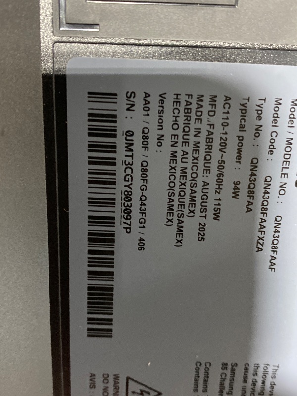 Photo 1 of Samsung 43-Inch Class QLED Q8F 4K UHD Smart TV (2025 Model) Q4 AI Processor, 100% Color Volume with Quantum Dot, AirSlim Design, Endless Free Content, Samsung Vision AI, Alexa Built-in