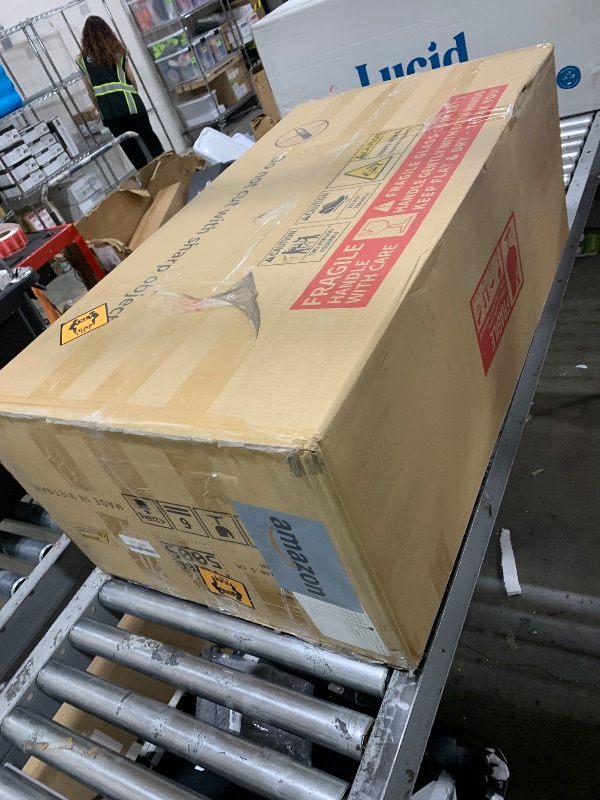 Photo 1 of DWVO Modern 36" Bathroom Vanity with Sink Combo, Wall Mounted, White + Gray, 2 Soft-Close Doors, 1 Large Storage Cabinet, Ceramic Sink, Bathroom Storage