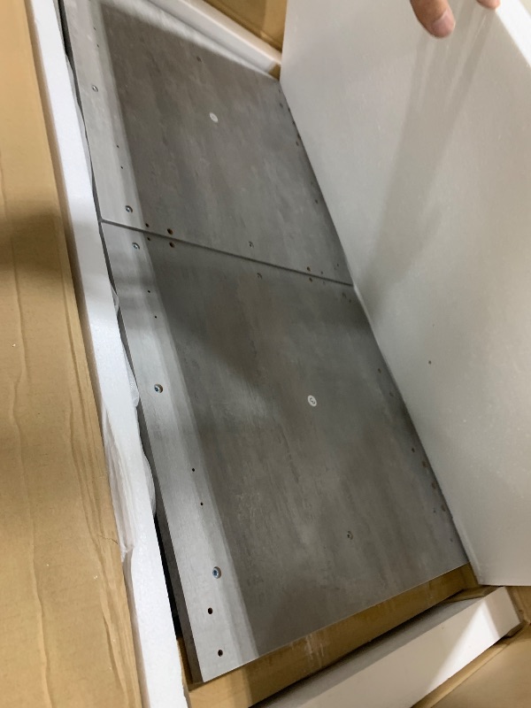 Photo 1 of DWVO Modern 36" Bathroom Vanity with Sink Combo, Wall Mounted, White + Gray, 2 Soft-Close Doors, 1 Large Storage Cabinet, Ceramic Sink, Bathroom Storage