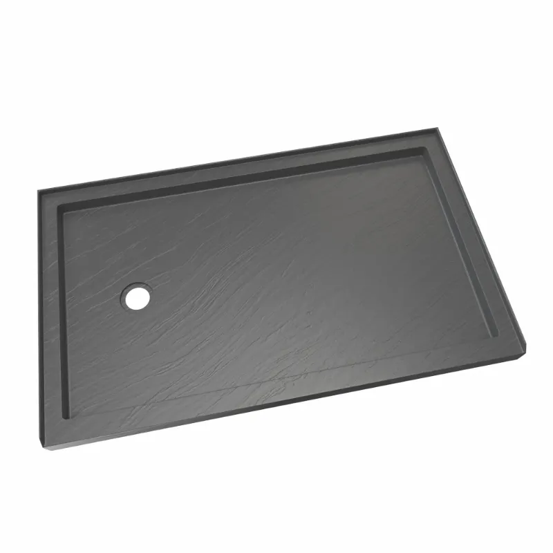 Photo 1 of 34 inch D x 60 inch W x 2 3/4 inch H Left Drain Single Threshold Shower Base in Slate Gray
