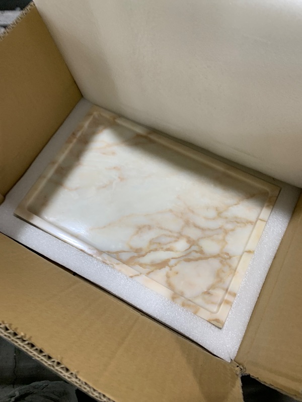 Photo 1 of 100% Natural Marble Serving Tray Luxury Marble Storage Tray for Home Decor Stone Tray for Bathroom/Kitchen/Vanity/Dresser,Plate Holder for Tissues, Candles, Towel