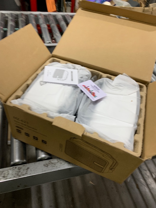 Photo 1 of Plyee Audio 400W Outdoor Bluetooth Speakers, Wireless Sync Between Speakers, Powerful Bass, Wall Mount for Patio, Porch, Gazebo, Garage, 2-Pack, White(MZ-621)