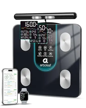 Photo 1 of arboleaf Smart Scale for Body Weight, 8-Electrode Dual-Frequency BIA Bathroom Scale with 7-in-1 Display for BMI Body Fat Muscle Mass, Segmental Full Body Composition Analyzer, 50+ Metrics in App