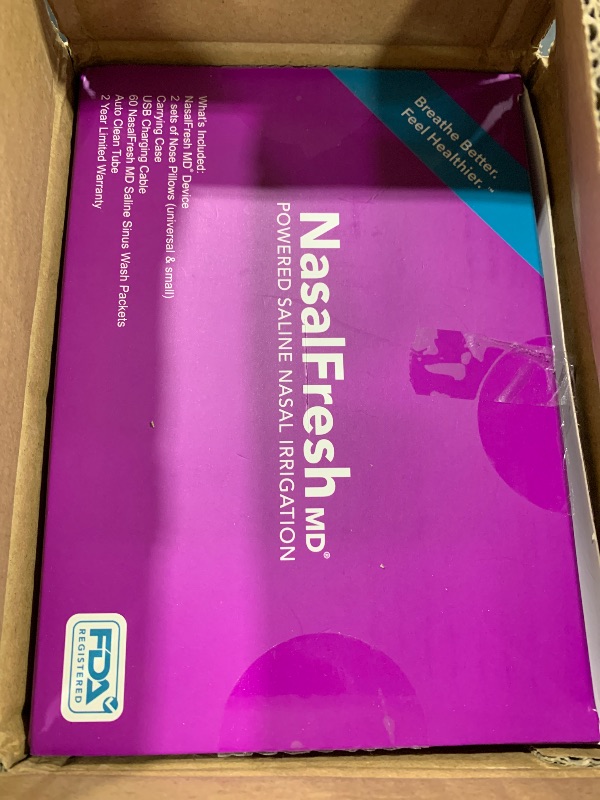 Photo 1 of NASALFRESH MD - Dual Powered Nasal Irrigation System -Sinus Decongestant Relief System -60 Saline Packs -Case, 2 Nose Pillow Sets - Snoring Remedy
