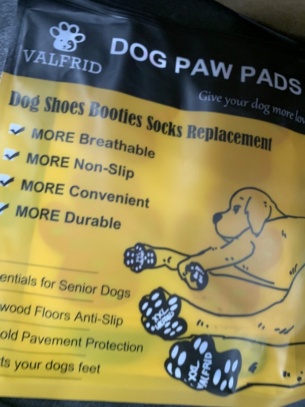 Photo 1 of ?VALFRID Dog Paw Protector Pads,15 Sets-60 Pads Anti-Slip Grips for Hardwood Floors,Best for Hot Pavement,Strong Self-Adhesive Traction Stickers for Senior Dog Essentials Multicolor XXL