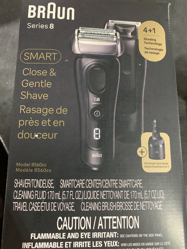 Photo 1 of Braun Series 8 8560cc Electric Razor for Men, 4+1 Shaving Elements & Precision Long Hair Trimmer, 5in1 SmartCare Center, Close & Gentle Even on Dense Beards, Wet & Dry Electric Razor, 60min Runtime