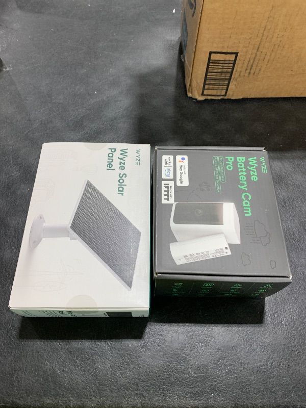 Photo 1 of Wyze Battery Cam Pro with Solar Panel, 2K HDR Rechargeable Battery Outdoor/Indoor Security Camera Wireless, Color Night Vision, Integrated Spotlight & Siren, 2-Way Audio, Water Resistant, White (1 Pack)