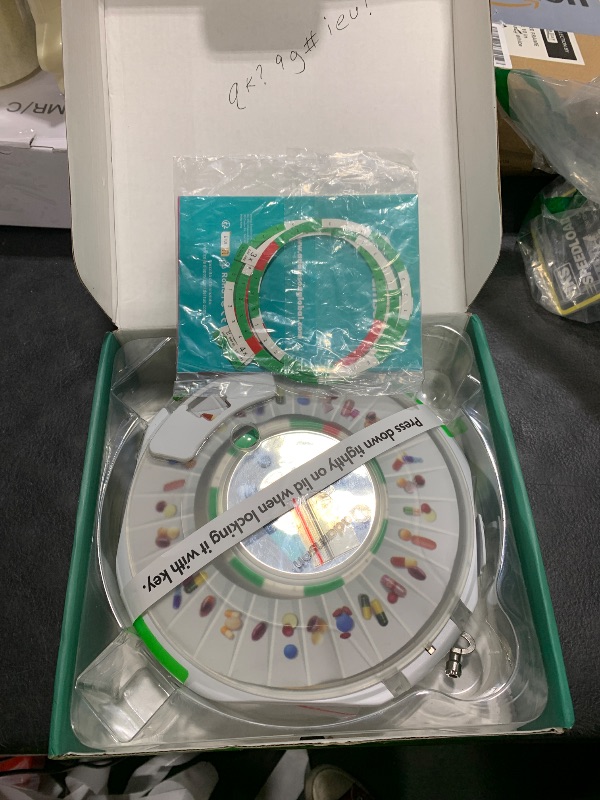 Photo 1 of Adamson TimelyMed Smart Pill Dispenser Machine with Alarm + WiFi App Monitoring + 28 Day Medicine Dispenser + Automatic Pill Dispenser for Elderly with Alarm & Alzheimers Care + Lock Key + White Green