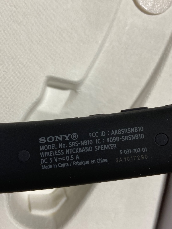 Photo 1 of Sony SRS-NB10 Wireless Neckband Bluetooth Speaker Comfortable and Lightweight with Technology to Work from Home, Built-in mic, 20 Hours of Battery Life, and IPX4 Splash-Resistant- Charcoal Gray