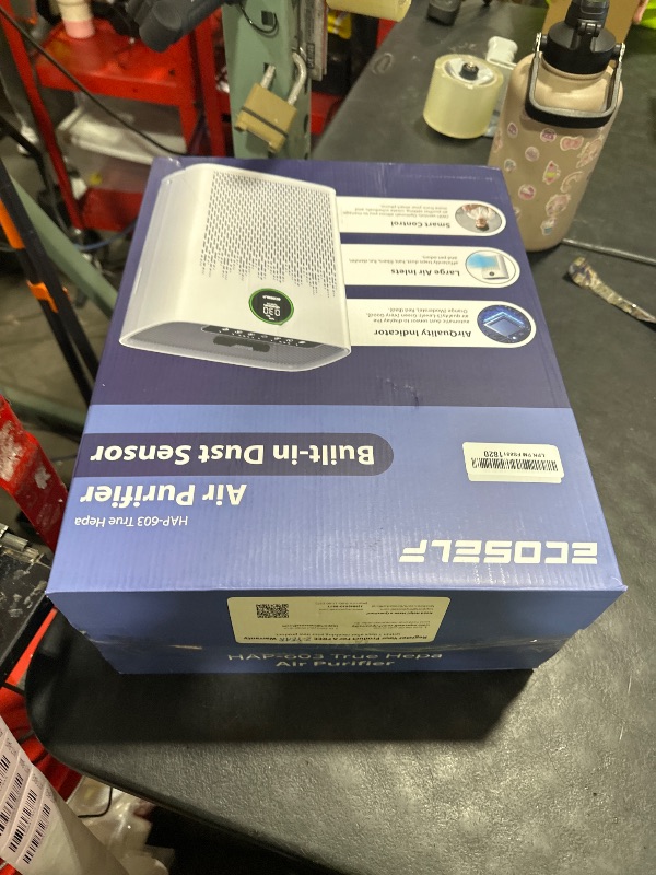 Photo 1 of ECOSELF Smart Air Purifier for Home Large Rooms, with WiFi Control, Covers Up to 2400 Ft², Smart Mode, AQI Display, 22dB Sleep Mode & Aromatherapy with 2X-Power Filtration, HAP603WF, White