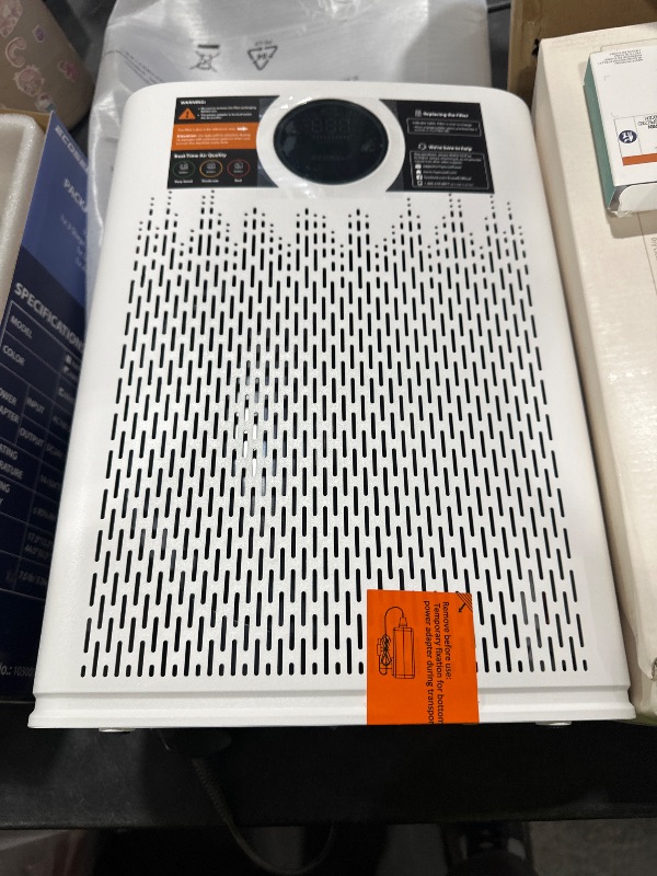 Photo 1 of ECOSELF Smart Air Purifier for Home Large Rooms, with WiFi Control, Covers Up to 2400 Ft², Smart Mode, AQI Display, 22dB Sleep Mode & Aromatherapy with 2X-Power Filtration, HAP603WF, White