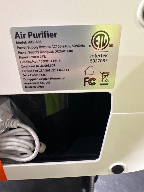 Photo 1 of ECOSELF Smart Air Purifier for Home Large Rooms, with WiFi Control, Covers Up to 2400 Ft², Smart Mode, AQI Display, 22dB Sleep Mode & Aromatherapy with 2X-Power Filtration, HAP603WF, White