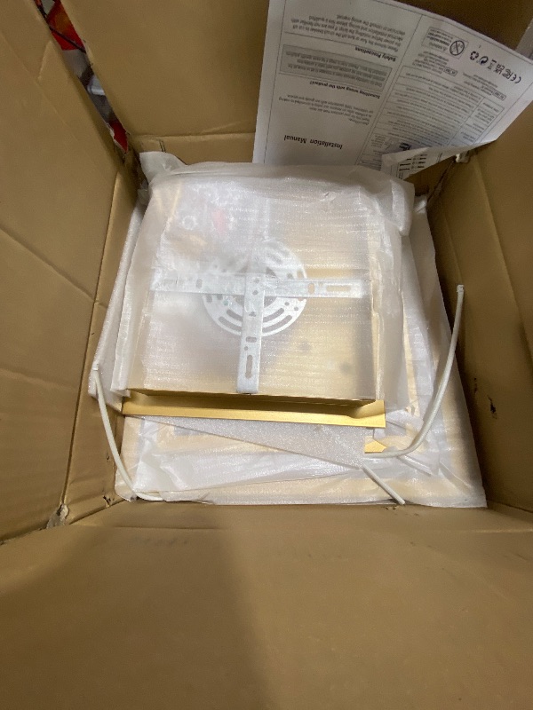 Photo 1 of Modern LED Ceiling Light, Square LED Flush Mount Ceiling Light, Dimmable Kitchen Light Fixtures with Remote&APP, Close to Ceiling Lighting Fixture for Dining Room Kitchen Living Room Bedroom(Gold)