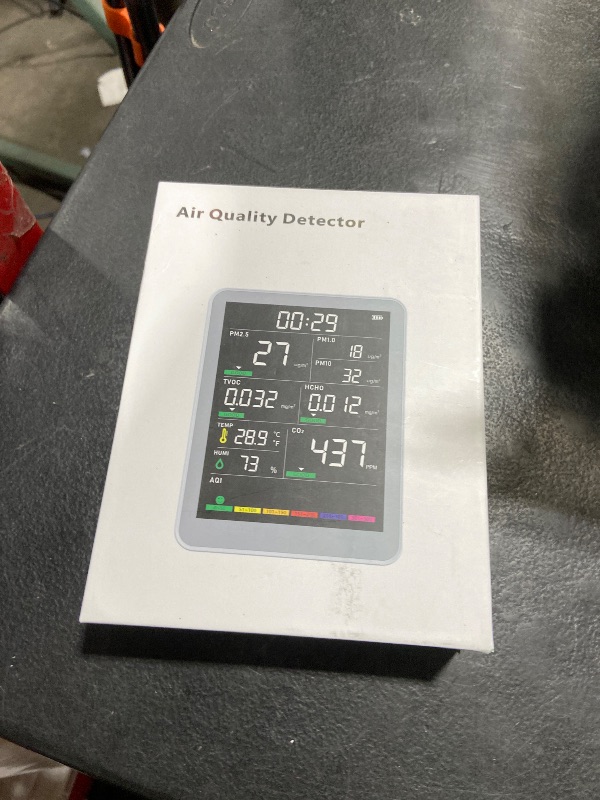 Photo 1 of Professional Indoor Air Quality Monitor with AQI, Portable Real-Time Detector for Home Cars Plants and Pets (Taupe Black)
