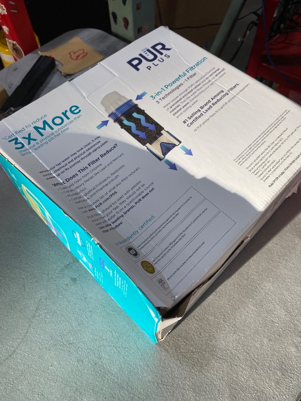 Photo 1 of PUR Plus 11-Cup Water Pitcher, 1 Lead-Reducing Filter, Cleaner, Great-Tasting Water, Dishwasher Safe, Powerful Filtration, Filter Change Light Indicator, LockFit Cap Design - Sage