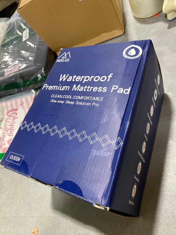 Photo 1 of MEELUS Padded Queen Mattress Protector, Breathable Waterproof Mattress Pad Cover Fitted Deep Pocket 8"-21", Soft Noiseless Mattress Cover Washable Cooling for Home Hotel Bedroom, White