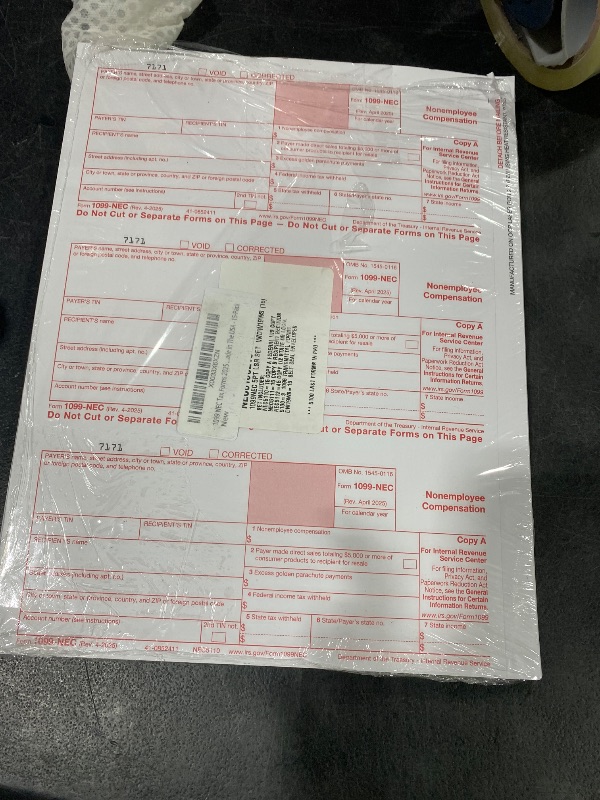 Photo 1 of 1099 NEC Tax Forms 2025 with Envelopes, 4 Part 15 Pack Tax Forms Kit and 15 Self-Seal Envelopes –Great for QuickBooks and Accounting Software, Value Pack for Business - Made in The USA - 15-Pack