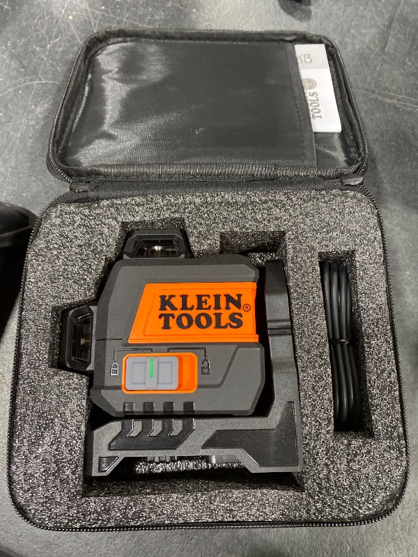 Photo 1 of Klein Tools 93CPLG Compact Self-Leveling Laser Level, Bright Green Cross Line 360-Degree Laser Planes, Class 2 ? 1mW, Rechargeable, Magnetic Mount