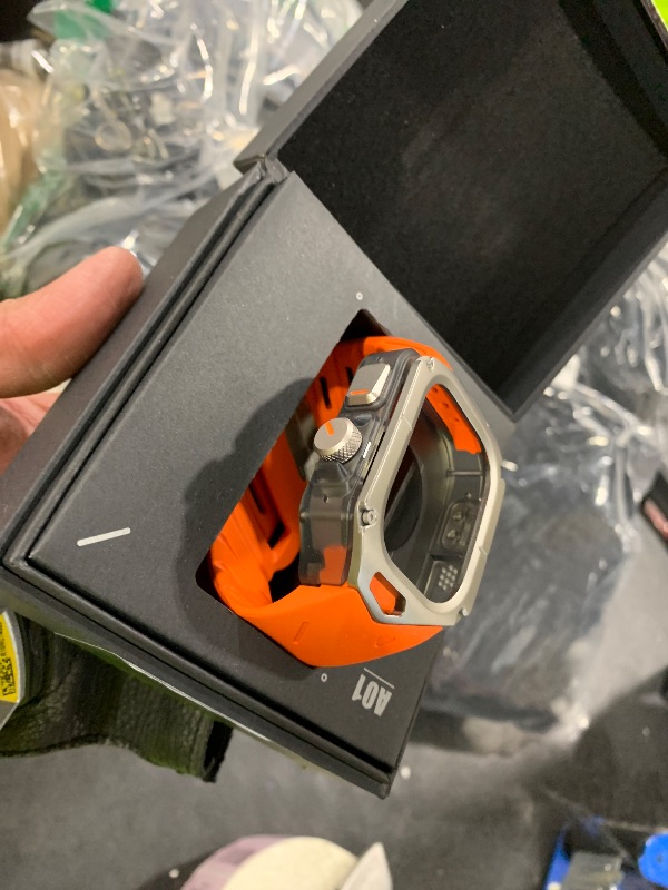 Photo 1 of Aulumu A01 Titanium Case with Apple Watch Ultra Band 49MM | Luxury Design | Only for Apple Watch Band Ultra 1/2/3 49mm | Titanium Case with Orange Straps