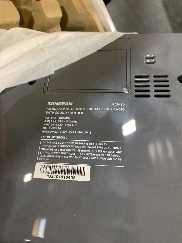 Photo 1 of Sangean RCR-30 FM-RBDS/AM/Bluetooth/Aux-in Digital Tuning Clock Radio with USB Phone Charging and Sound Soother, Gray