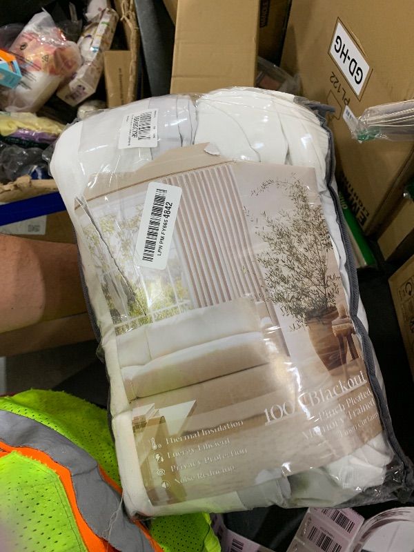 Photo 1 of Off White Pinch Pleated 100% Blackout Curtains 102 Inches Long Linen Blend Window Curtains 102 Inch for Bedroom Living Room Darkening Thermal Insulated Back Tab Pinch Pleat Dual Layer Drapes Ivory