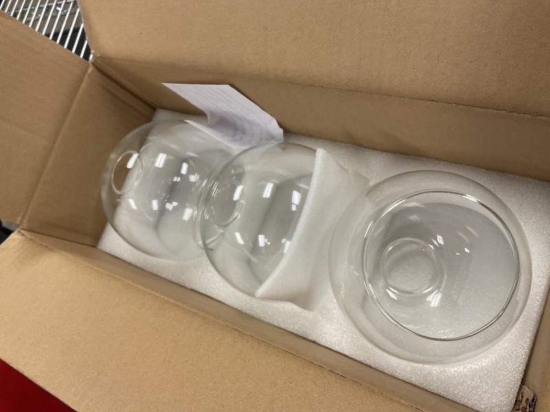 Photo 1 of 3 Pack Clear Glass Shade Replacements, Globe Glass Lamp Shade Covers for Light Fixtures, 1.65 In Fitter 5.1 In Height 5.9 In Diameter Globes Lampshades for Wall Sconces Chandelier Pendant Lights