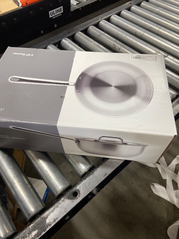 Photo 1 of Misen 5-Ply Stainless Steel Saucier with Lid– Induction-Compatible Pan with Curved Sides for Smooth Stirring - Oven Safe to 800F – Even Heat Distribution & Ergonomic Handle - 3 QT