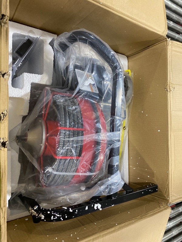 Photo 1 of VEVOR Drain Cleaner Machine 75 FT x 1/2 Inch, Sewer Snake Auger Manual Feed with 4 Cutters & Air-activated Foot Switch for 2" to 6" Pipes