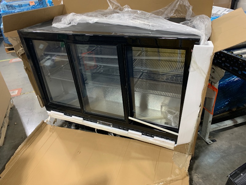 Photo 1 of BINGERMA Back Bar Cooler with 3 Sliding Glass Doors 10.5 Cu.ft. ETL Commercial Beverage Refrigerator Black Drink Fridges for Beer, Wine,Soda, Drinks