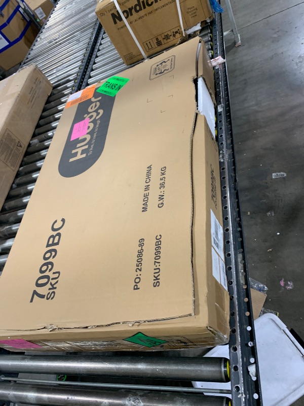 Photo 1 of Huuger L Shaped Standing Desk with Power Outlets, 63 x 55 Inch Height Adjustable Computer Desk for Bedroom, Corner Stand up Desk for Home and Office, Work and Study, Black