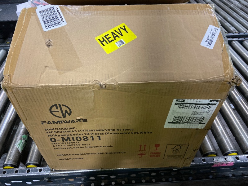 Photo 1 of Famiware Milkyway Dinnerware Sets, 24 Piece Dish Set, Plates and Bowls Sets for 8, White